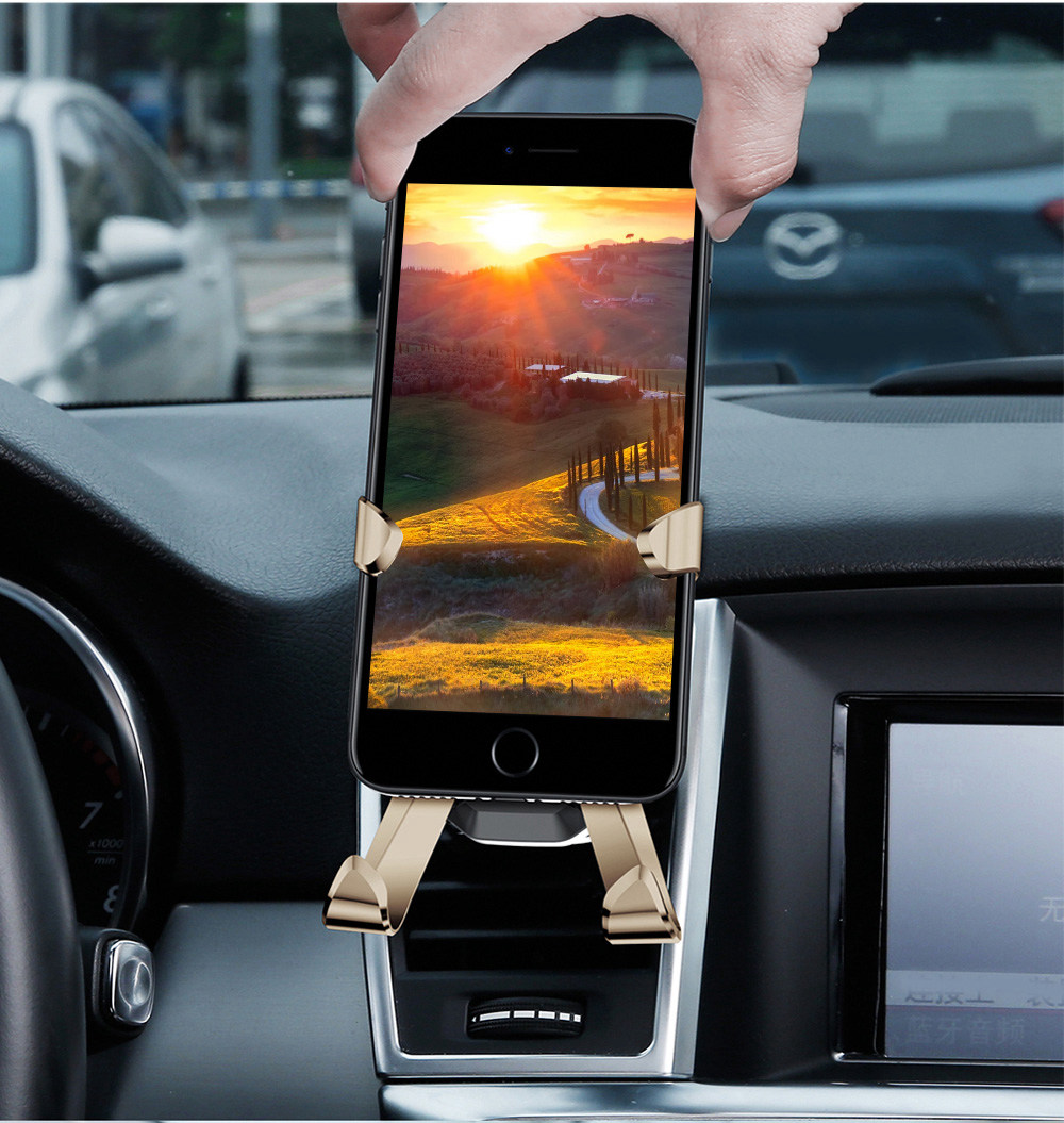 Baseus SUTPX-0S Universal X-shaped Air Vent Mount Car Phone Holder For IPhone7 / 7s / 8 / Xiaomi Cellphones - Gold