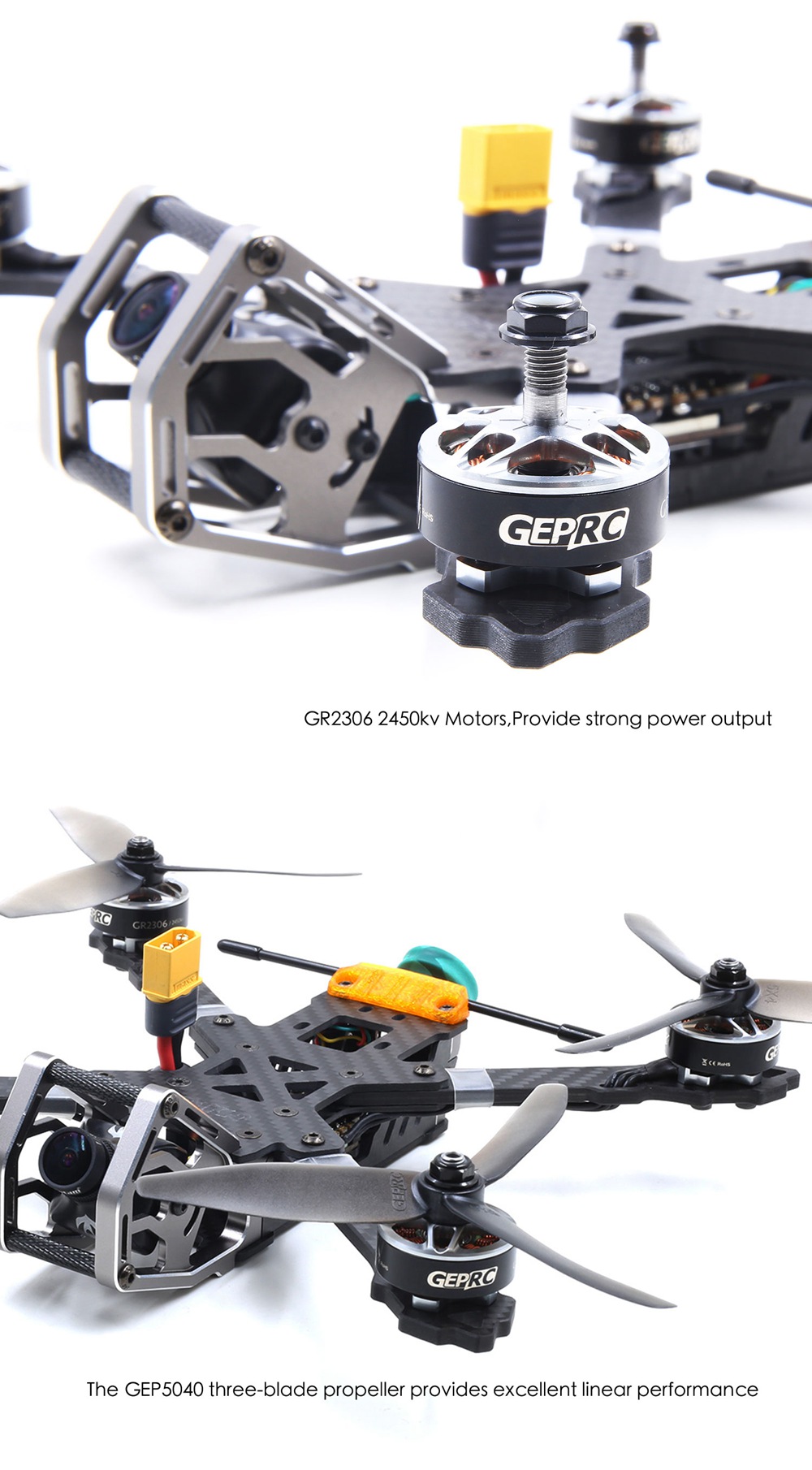 GEPRC Elegant 230mm FPV Racing Drone SPAN F4 FC AIO BLHeli_s 2-5S 40A Dshot600 ESC 5.8G 48CH VTX - PNP
