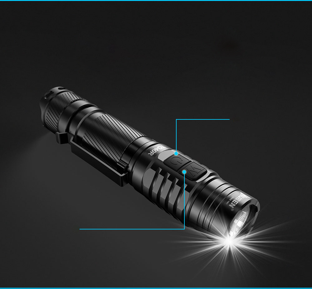 Wuben TO40R Torch Outdoor Camping LED Torch 1200 Lumens Hand Lamp IPX8 Waterproof Battery USB Rechargeable Long Lasting - Black