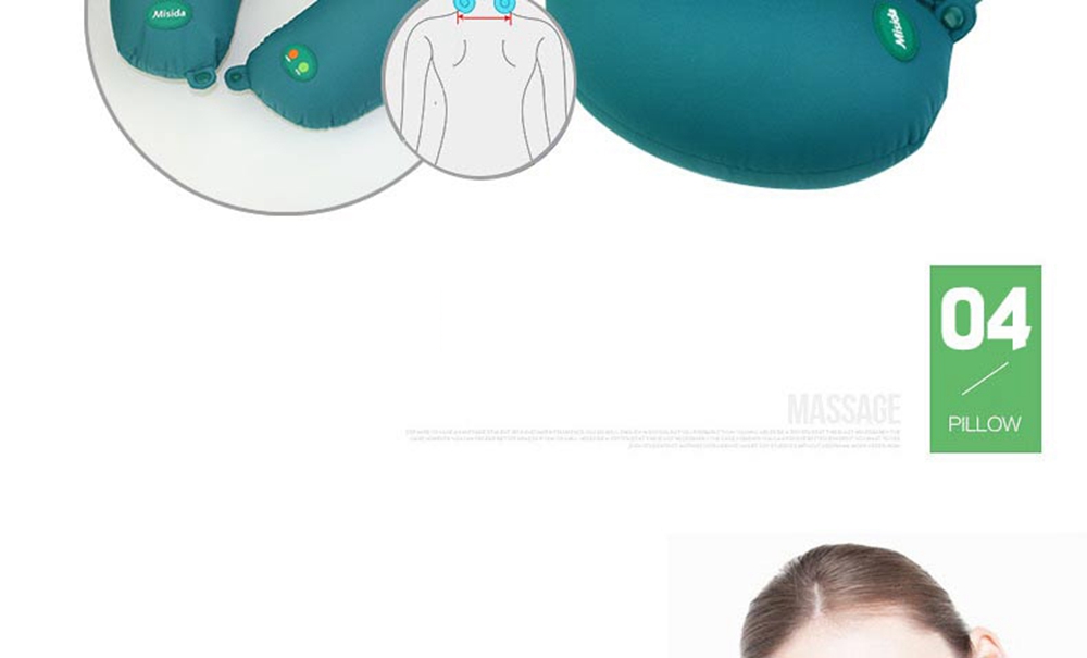 Misida MS-J8102 Electric Car Massage Pillow U-shaped Vibration Massage Pillow Eliminate Fatigue - Green