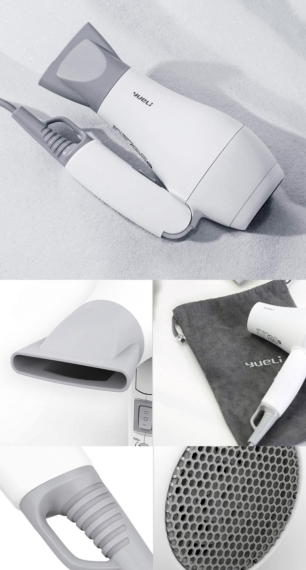 Xiaomi Yueli 1200W Hair Dryer Folding Compact Overheat Protection Portable Travel Hair Dryer