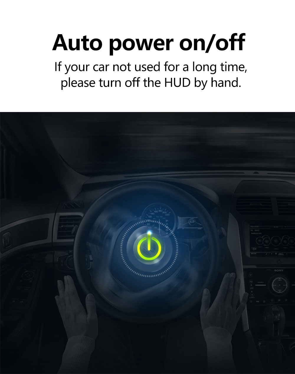 S600 5.8 Inch OBDII Interface Car HUD Head-Up Display Voltage Fuel Speeding Alarm System Multiple Mode Switching - Black