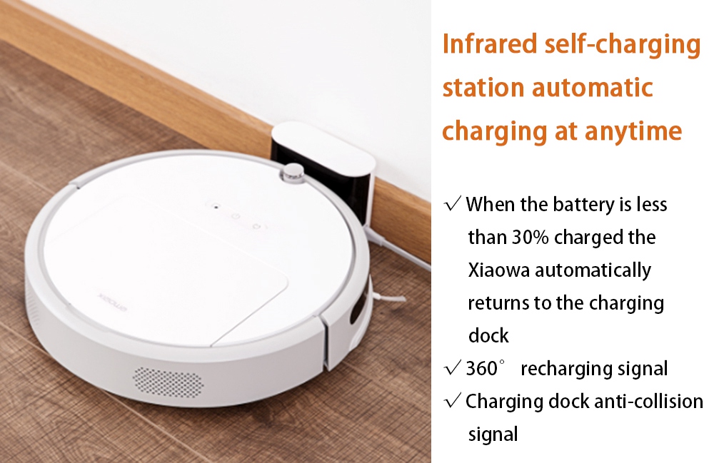 Xiaomi Xiaowa Robot Vacuum Cleaner Youth Version APP Remote Control 1600Pa Suction 640ml Dust Bin 2600mAh Battery MI Vacuum Cleaner -White