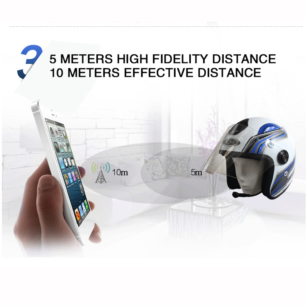 Vnetphone V1-1 Motorcycle Helmet Bluetooth Monaural Headset 10M Bluetooth Distance DSP Noise Reduction Technology - Black