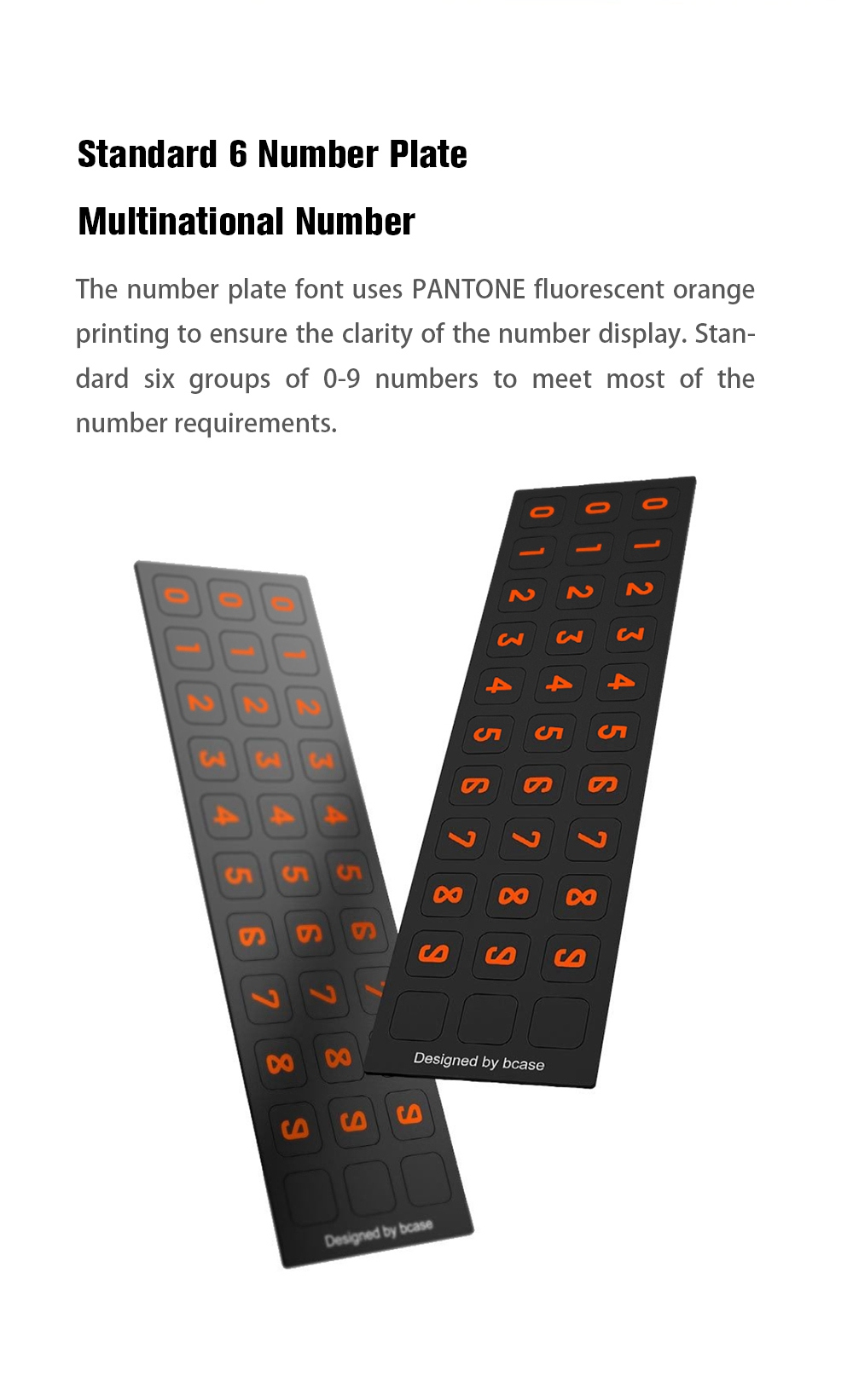 Xiaomi Bcase TITA Temporary Parking Number Plate Six Sets Of Digital Cards Soft Silicone Stickers Can Be Hidden Intimate Fluorescent Number - Black