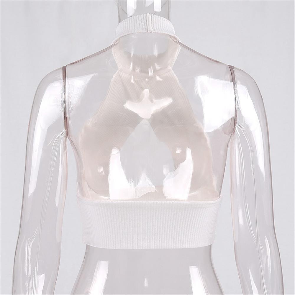 Women Sexy Cotton Fashion And Comfortable Slim Halter Neck Chest Wrap Vest Top Size L - White