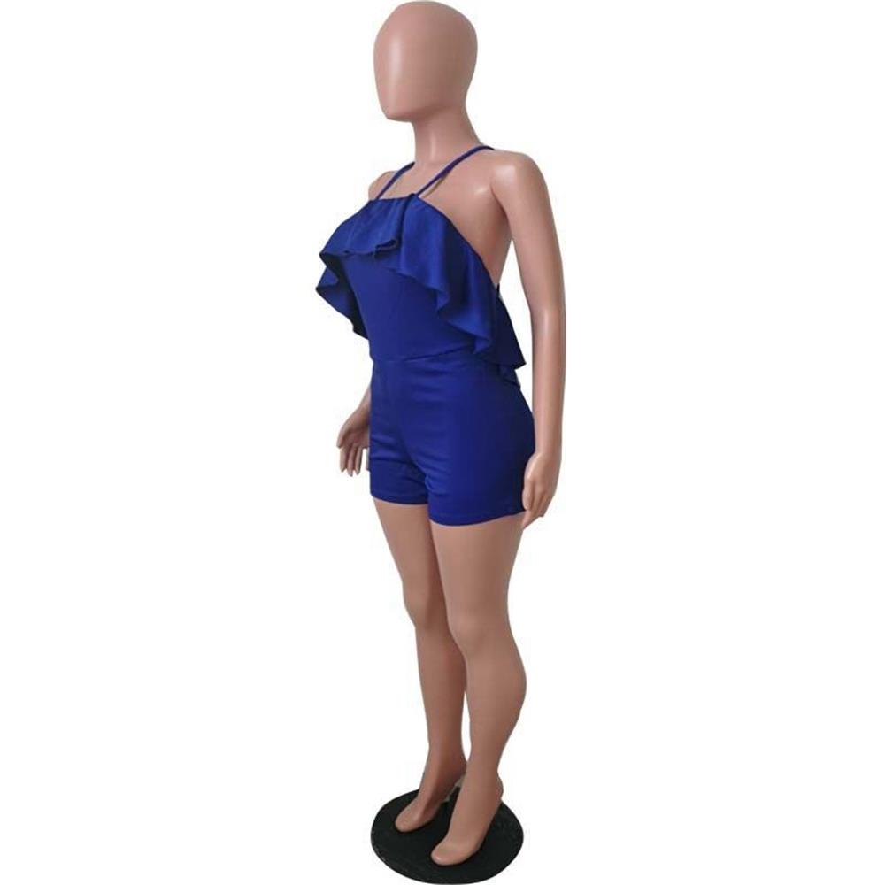 Women Tight Suspenders Strapless Dress Bodysuit for Evening Party Night Club Size XL-Blue