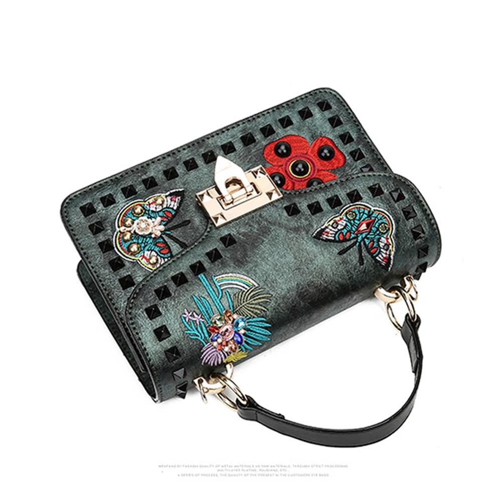 Women's Fashion Tote Purse Satchel Bag PU Leather Butterfly Pattern Handbags - Gray