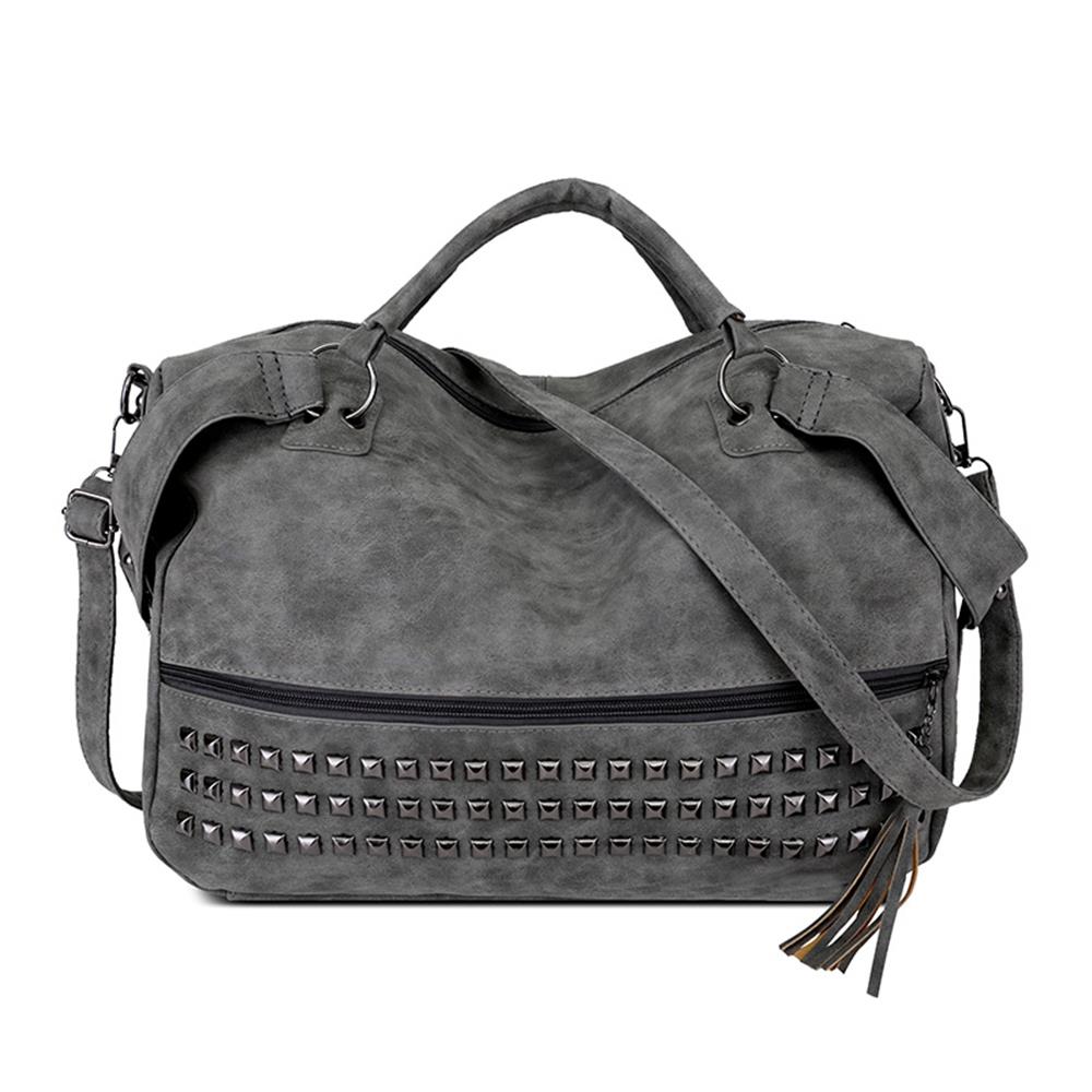 Fashion Tote Purse Satchel Bag PU Leather Bag Women's Crossbody Bag Handbag-Gray