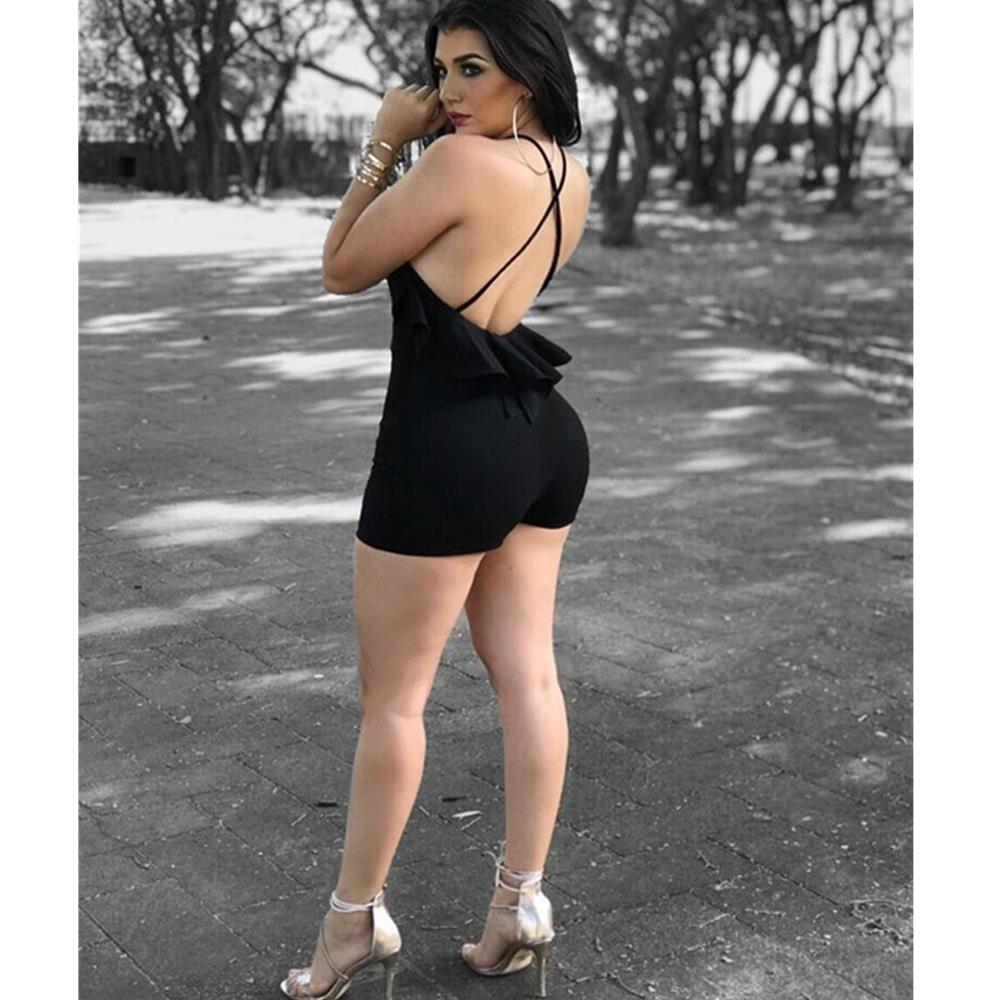 Women Tight Suspenders Strapless Dress Bodysuit for Evening Party Night Club Size XL-Black