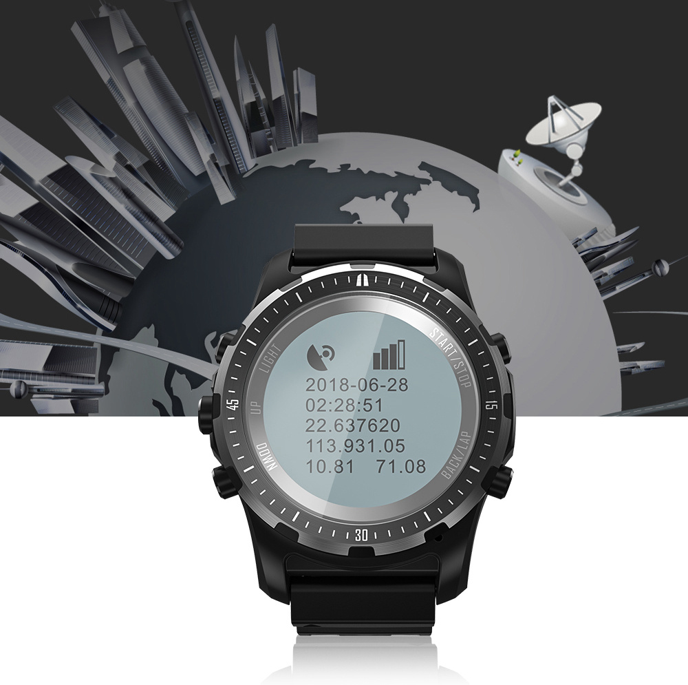 Makibes BR2 Smartwatch 1.32" Outdoor Screen Built-in GPS GLONASS Beidou Hiking Heart Rate Monitor Multi-sport fitness Tracker - Black