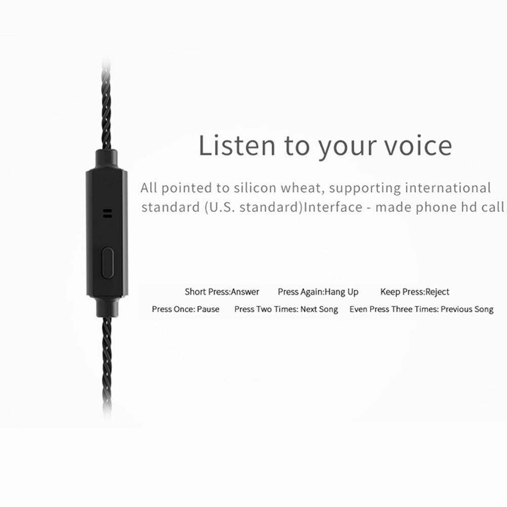 TRN V10 Hybrid 8 Drivers Headphones Dual Balanced Armature Dual Dynamic Drivers Earphone - Transparent Black
