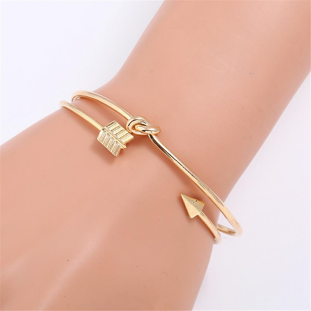 Women's Fashion Beautiful Stylish Simple Style Open Arrow Shape Hand Jewelry Bracelet Three-piece Suit - Gold