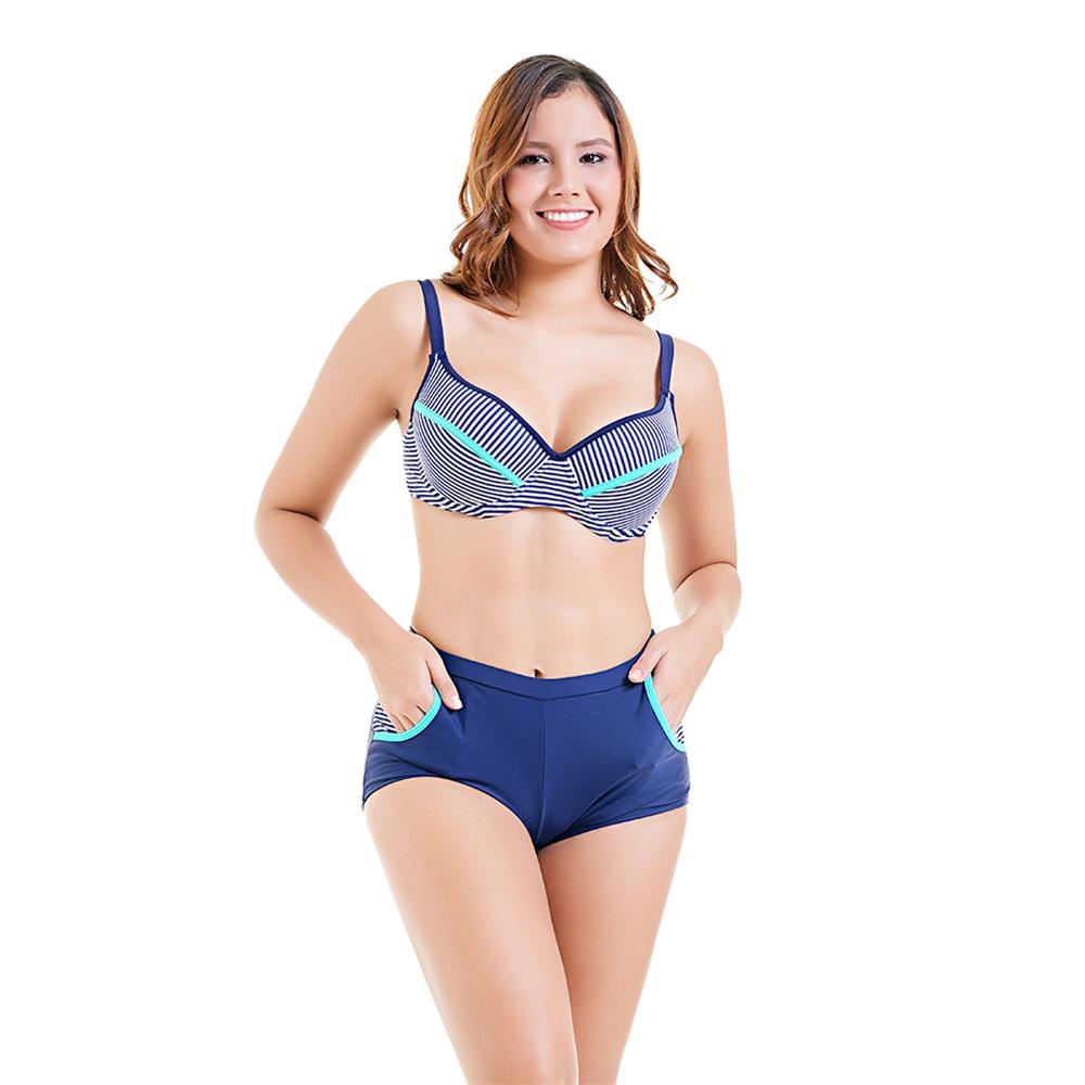 Women Sexy Fashion Comfortable Swimwear Big Size Swimsuit Plus Size L - Dark Blue