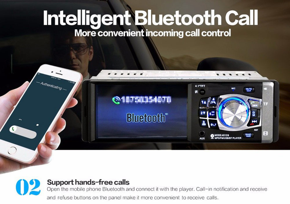 4012 4.1 Inch Digital TFT Touch Screen Car MP5 Audio Video Player Bluetooth 2.0 1080P Video Format - Black