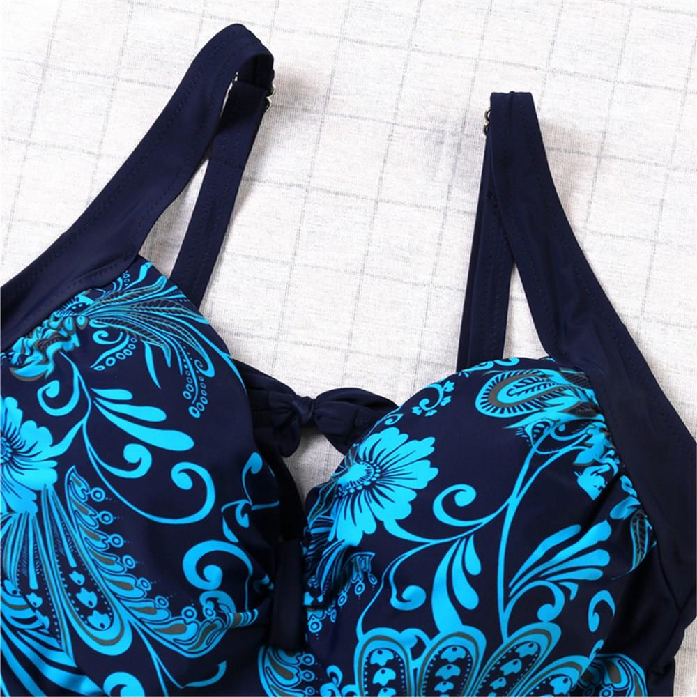 Women Sexy Fashion Comfortable Swimwear Big Size Swimsuit Plus Size 5XL - Blue