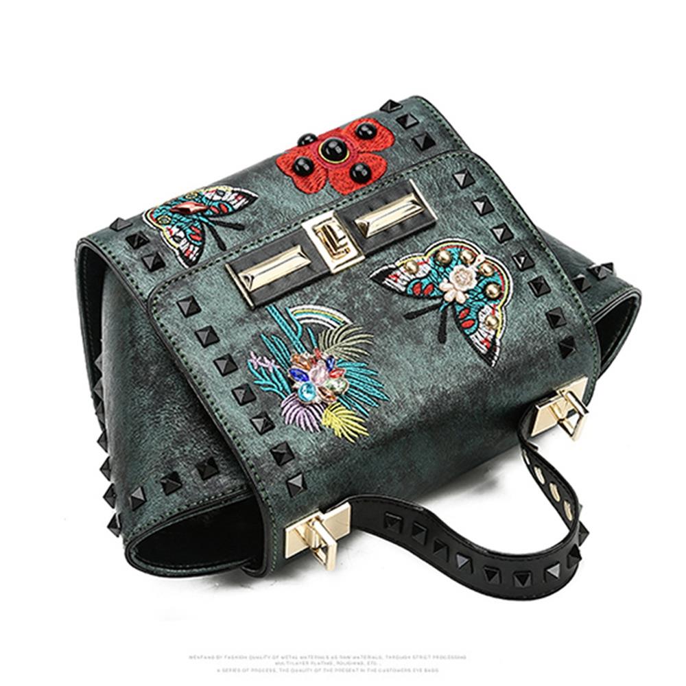 Fashion Tote Satchel Bag PU Leather Bag Women's Handbag Crossbody Bag-Green