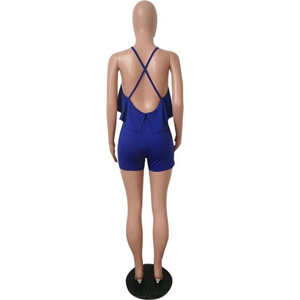 Women Tight Suspenders Strapless Dress Bodysuit for Evening Party Night Club Size XL-Blue