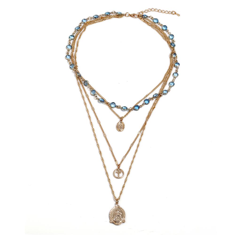 Female Stylish jewelry Multi-layer Shape Necklace for Women Pendant - Gold
