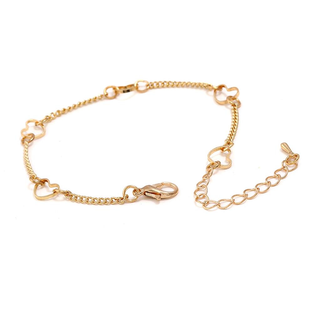 Women's Fashion Beautiful Stylish Simple Style Heart-shaped Circle Hand Jewelry Bracelet - Gold