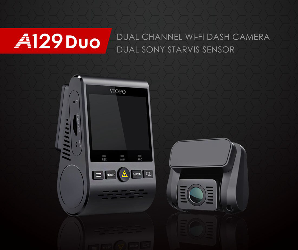 VIOFO A129 2.0 Inch HD LCD Display Dashcam Car DVR Dual Channel Dual Band Built-in WiFi 140 Degree Wide Angle Night Vision With GPS - Black