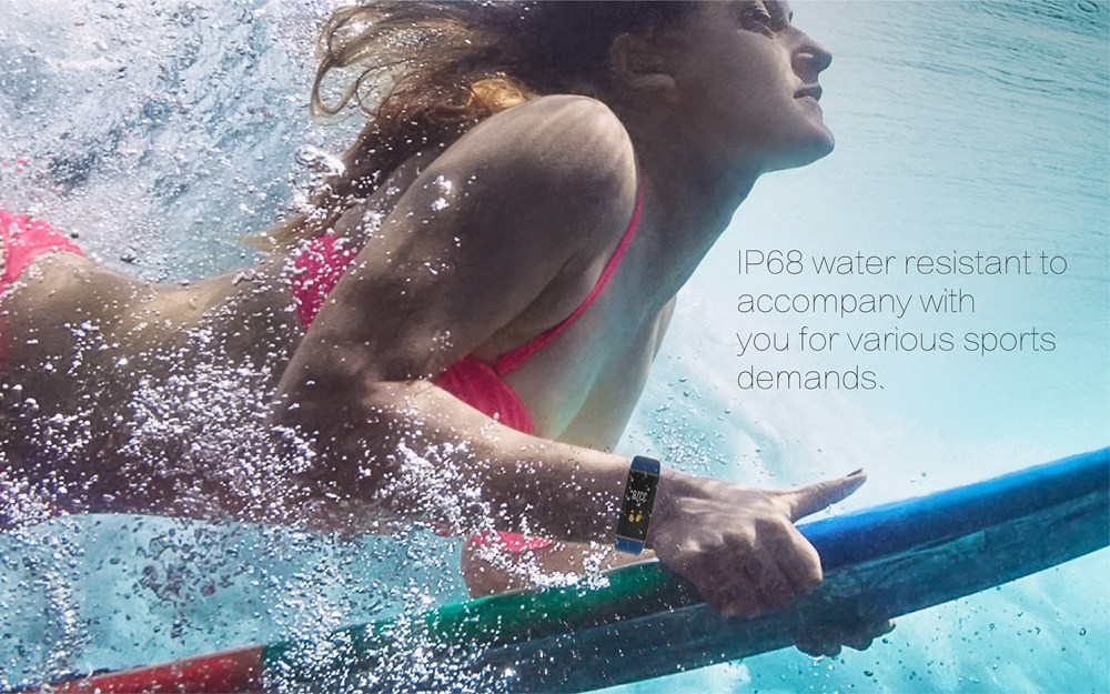 Lenovo HX03F Bluetooth 4.2 Smart Bracelet 0.96" Color Screen IP68 Heart Rate Moniter Pedometer Fitness Tracker For Android iOS - Black