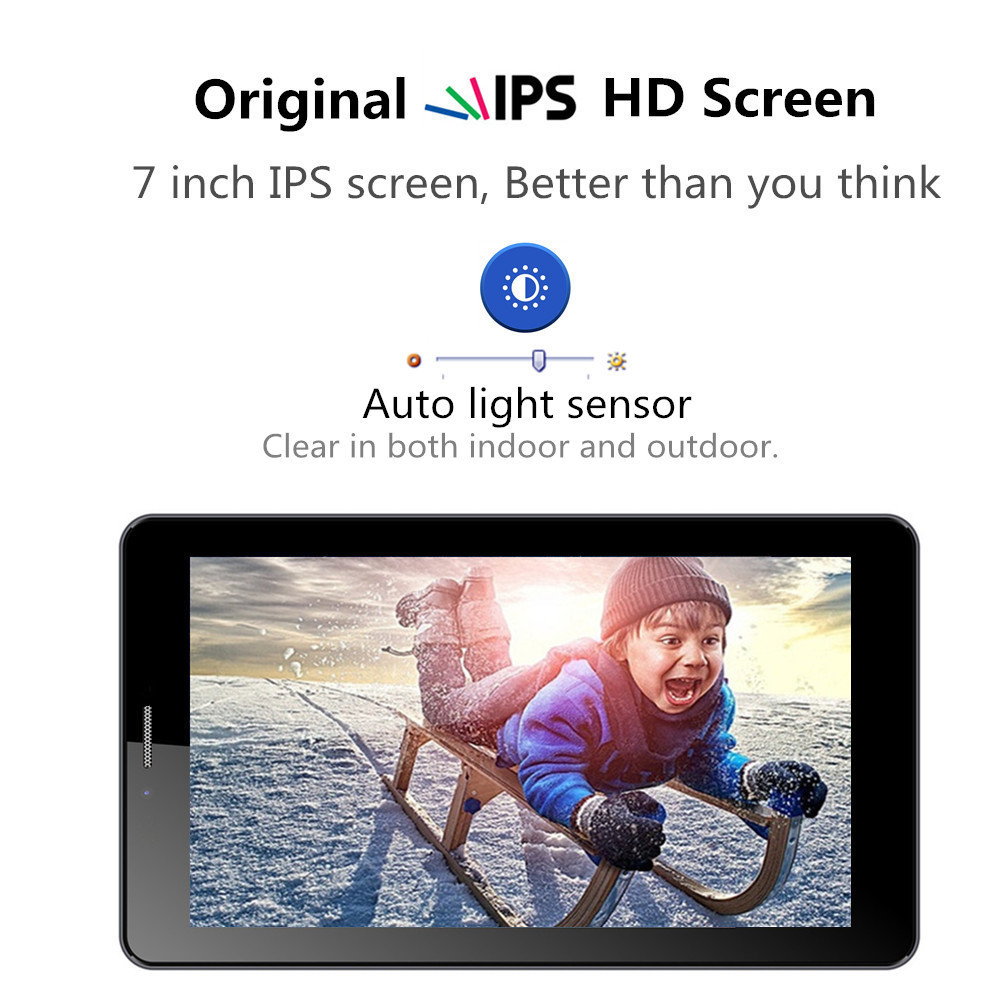 Binai V7S 3G Phablet MTK8321 Quad Core 7" IPS 1024*600 1GB RAM 16GB ROM Android 8.1 Built-in GPS Dual SIM Dual Standby - Black