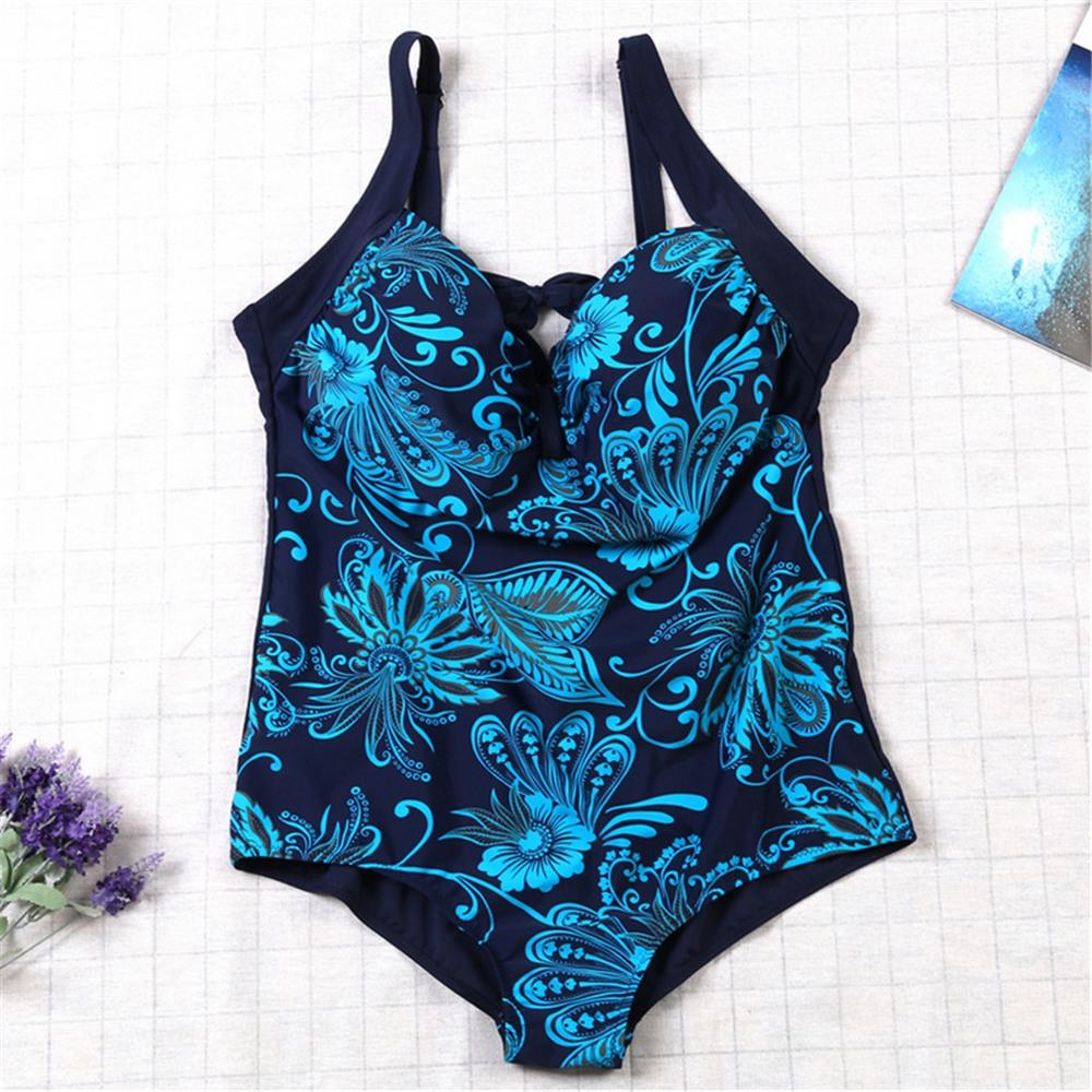 Women Sexy Fashion Comfortable Swimwear Big Size Swimsuit Plus Size 5XL - Blue