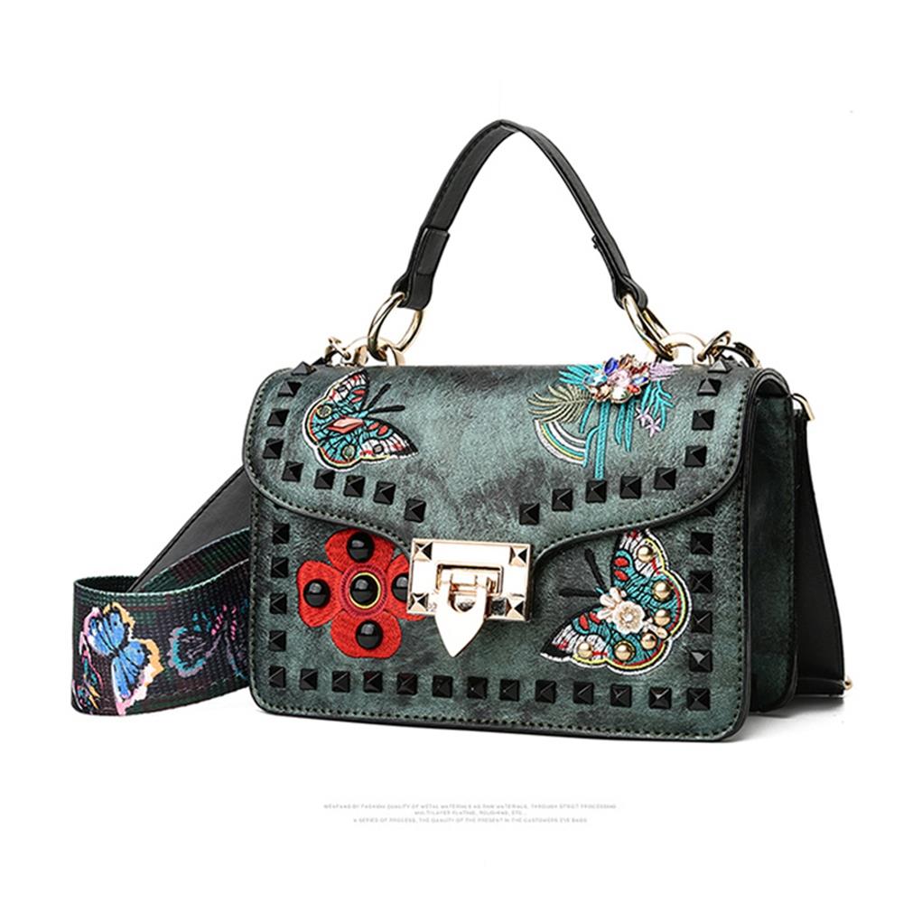 Women's Fashion Tote Purse Satchel Bag PU Leather Butterfly Pattern Handbags - Gray
