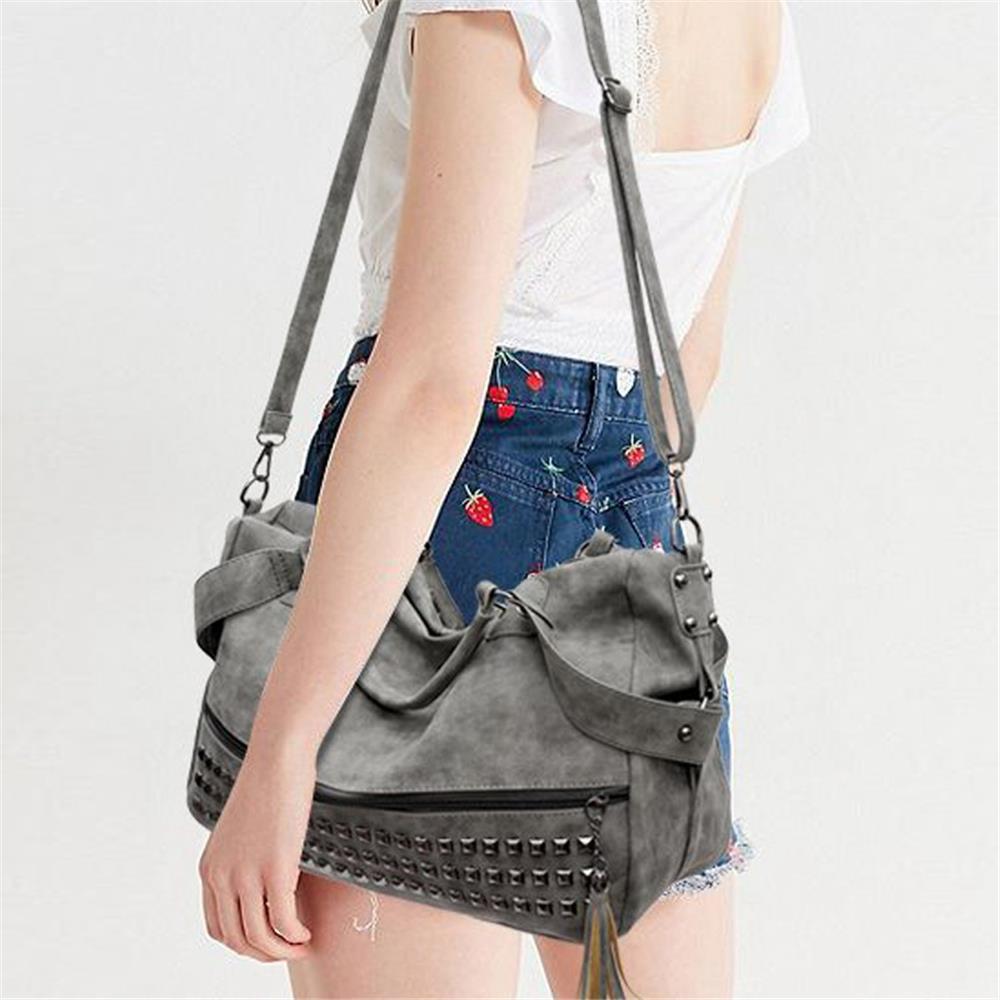 Fashion Tote Purse Satchel Bag PU Leather Bag Women's Crossbody Bag Handbag-Dark Gray