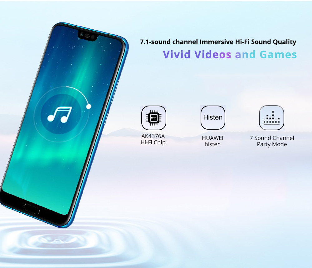 HUAWEI Honor 10 5.84 Inch Smartphone Kirin 970 6GB 64GB 16.0MP+24.0MP Dual Rear Cameras Android 8.1 FHD+ Screen OTG Touch ID Type-C - Black