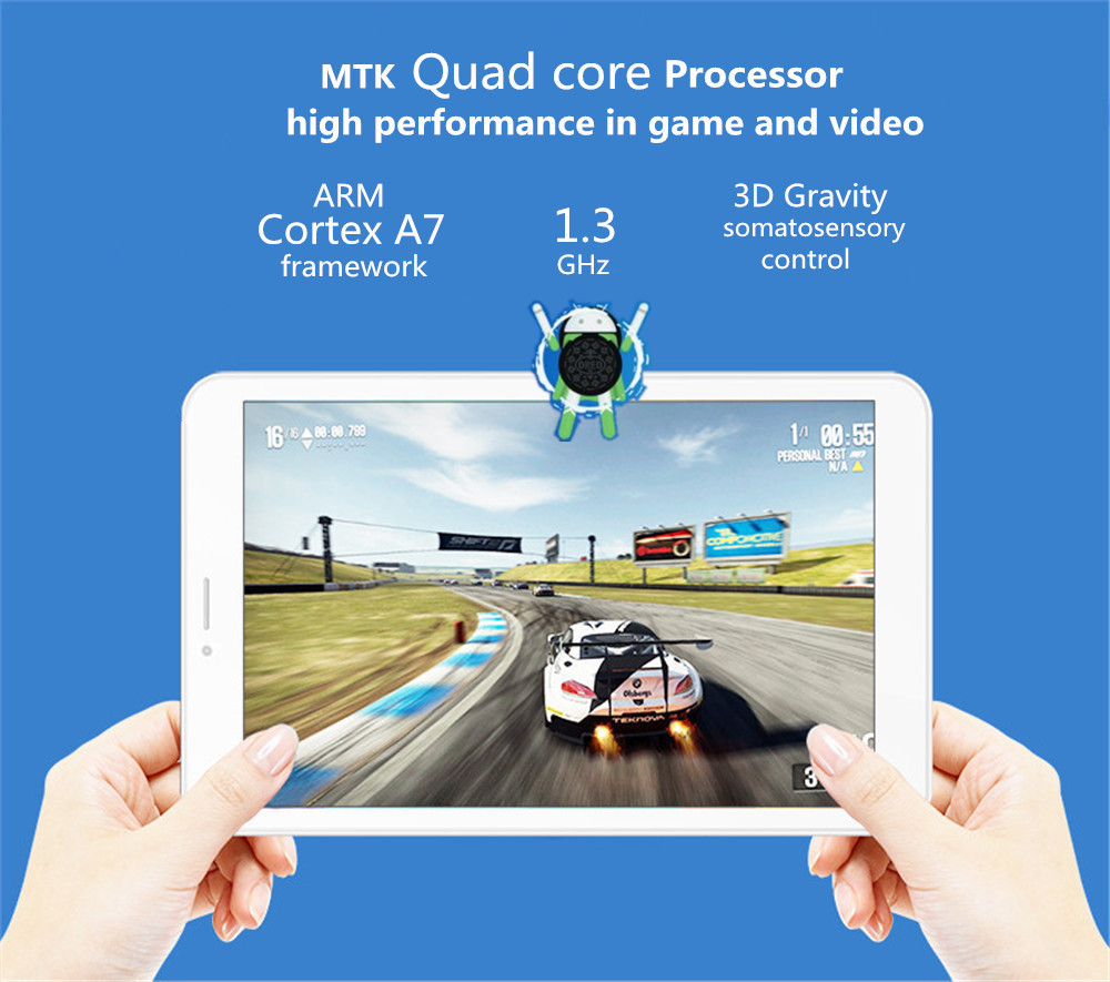 Binai V7S 3G Phablet MTK8321 Quad Core 7" IPS 1024*600 1GB RAM 16GB ROM Android 8.1 Built-in GPS Dual SIM Dual Standby - Black