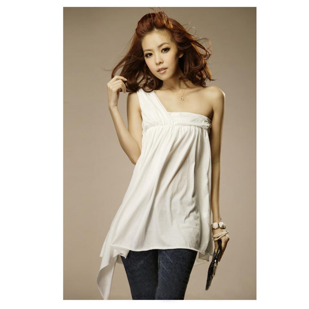 Women's Sexy Fashion Comfortable Formal Prom One Shoulder Chiffon Short Dress Nightclub Size M - White