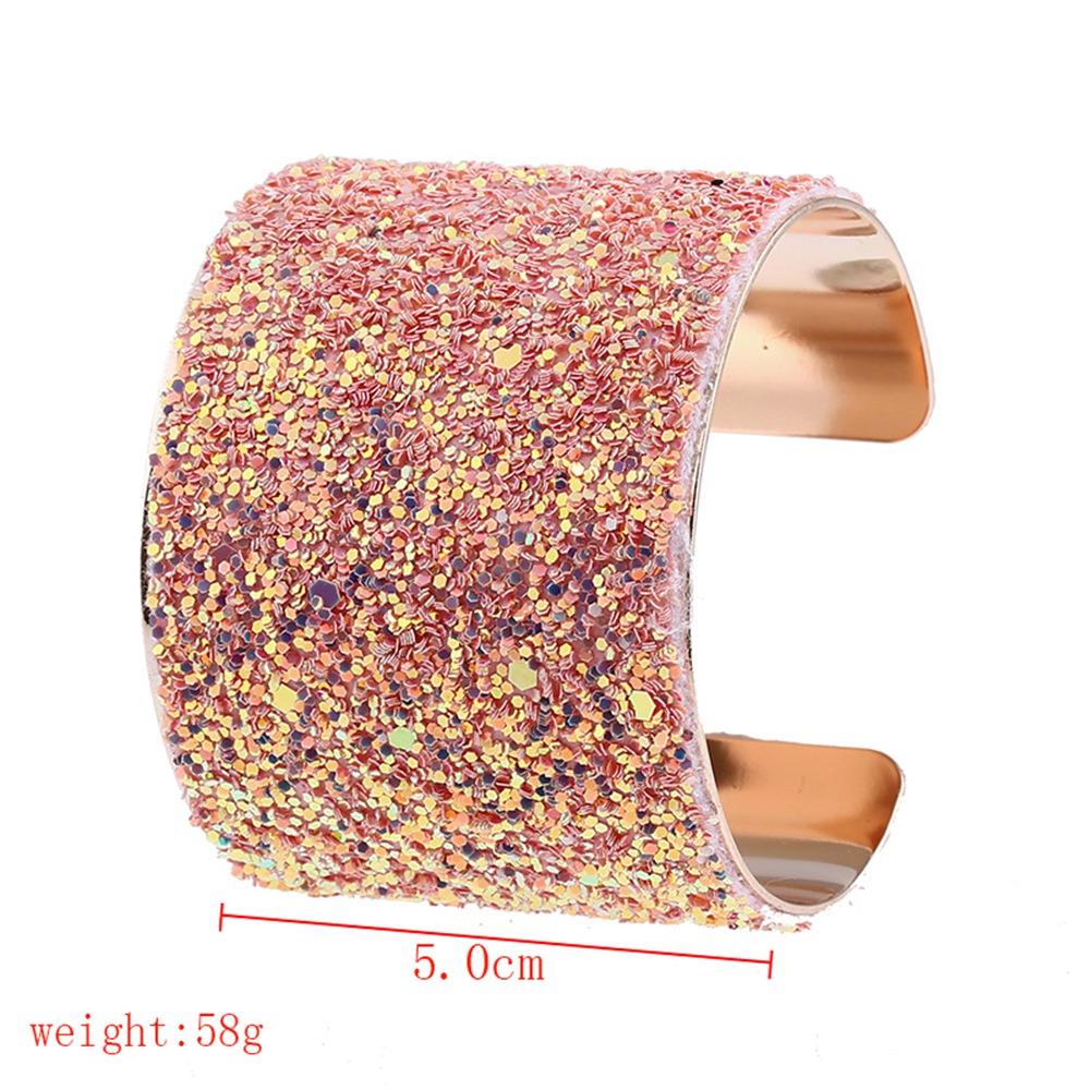 Women's Fashion Beautiful Stylish Jewelry Personality Sequin Opening Alloy Bracelets - Gold