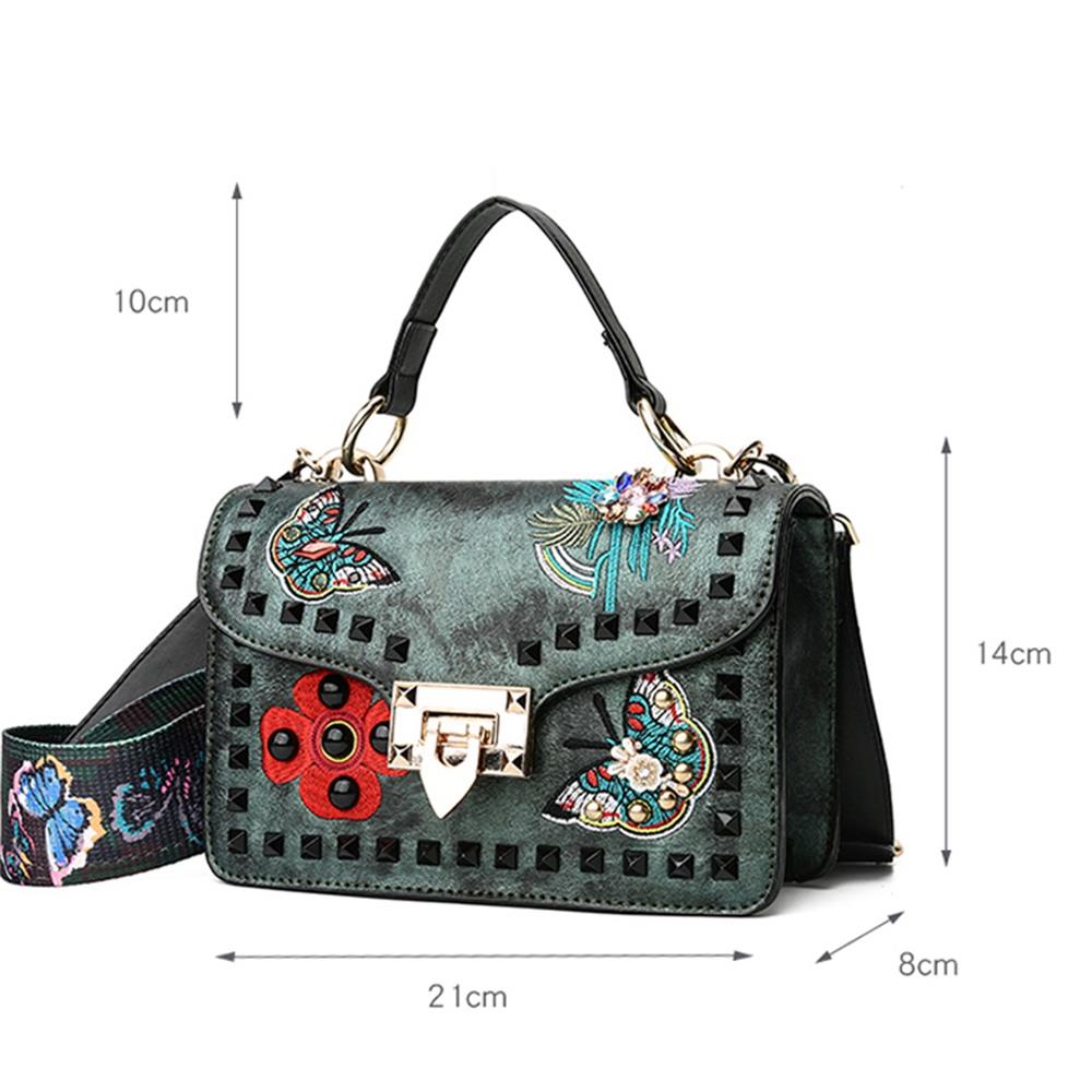 Women's Fashion Tote Purse Satchel Bag PU Leather Butterfly Pattern Handbags - Gray