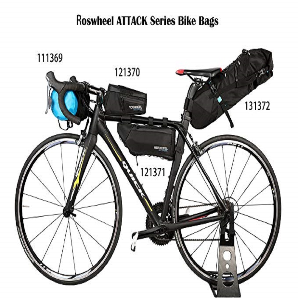 Roswheel 131372 Cycling Equipment 10L Capacity Bike Tail Bag Water Resistant Reflective LOGO And Letter Pattern Mountain Bike Rear Seat Package - Black