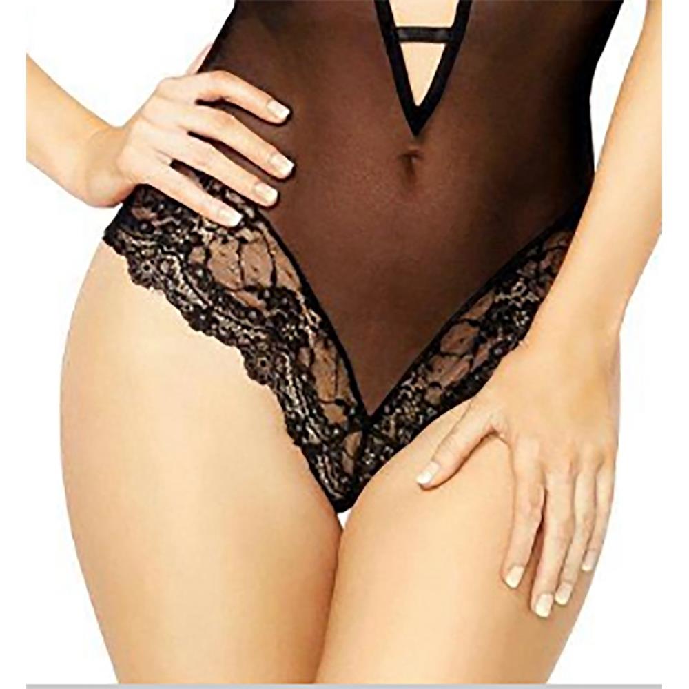 Women Sexy Fashion Black Bud Silk Mesh Eye Sexy Underwear Size S-Black