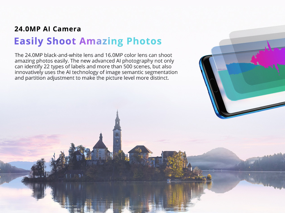HUAWEI Honor 10 5.84 Inch Smartphone Kirin 970 6GB 64GB 16.0MP+24.0MP Dual Rear Cameras Android 8.1 FHD+ Screen OTG Touch ID Type-C - Black