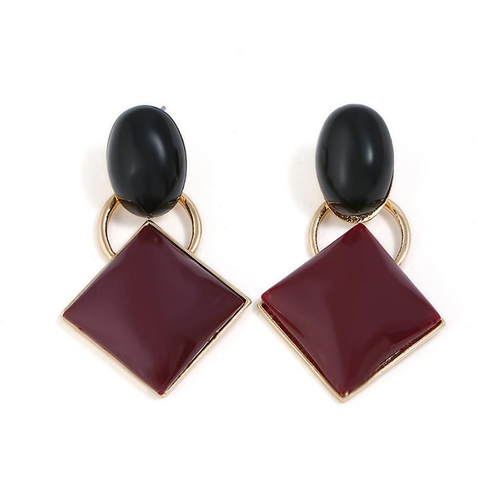 Women's Fashion Beautiful Stylish Jewelry Earrings Simple Geometric Shape Earrings Set - Red Wine