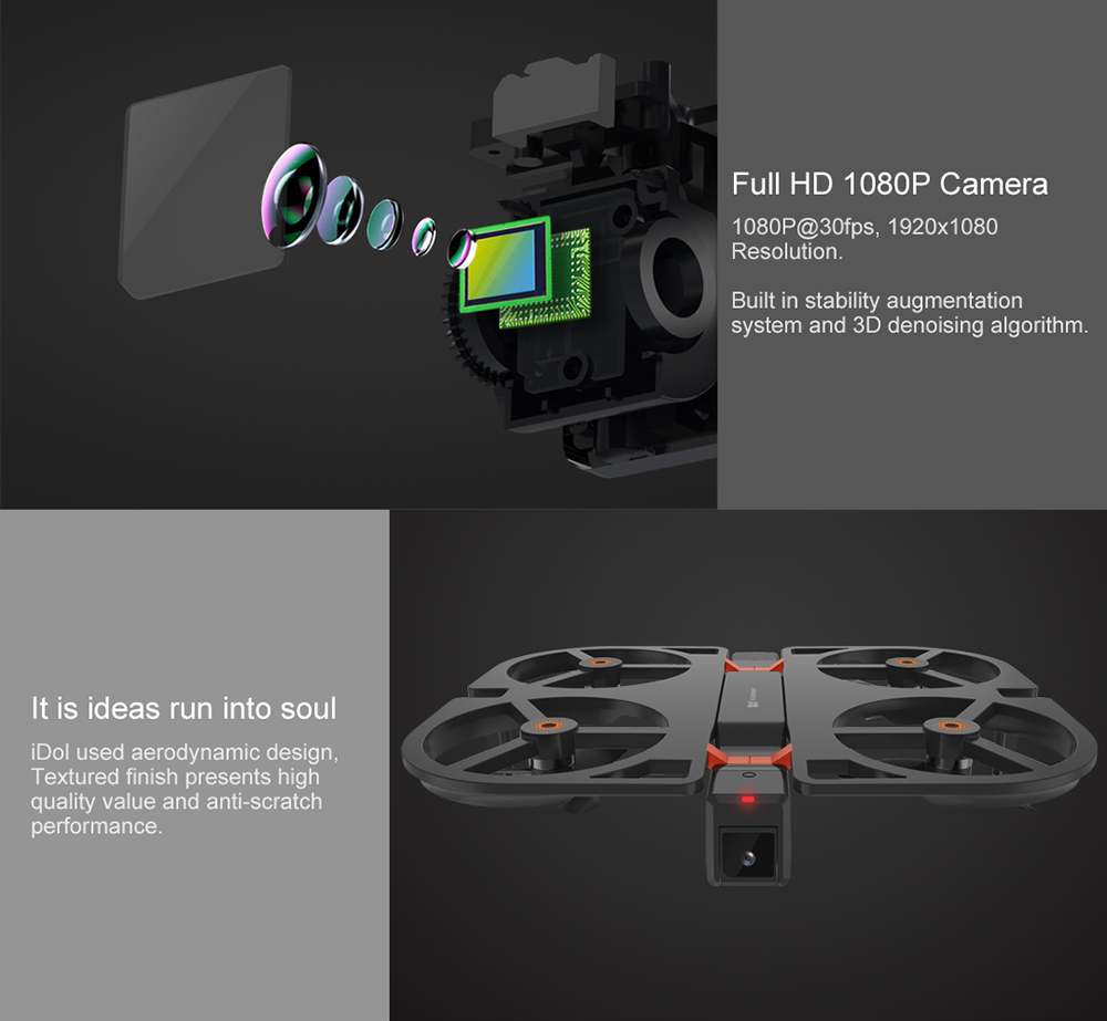 FUNSNAP iDol FHD 1080P Camera WiFi FPV Foldable RC Quadcopter with AI Gesture Recognition Follow Me Mode - RTF