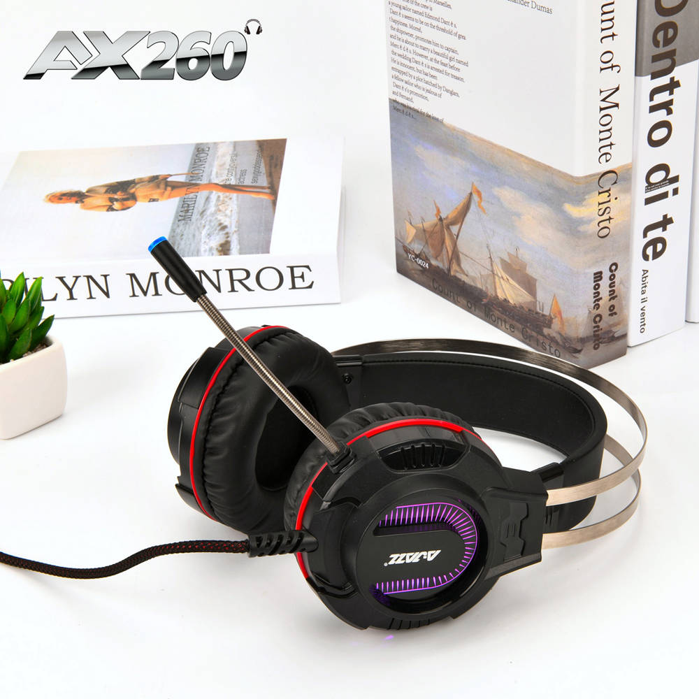 Ajazz AX260 Gaming Headset with Mic 3.5mm + USB Interface LED Glowing - Black