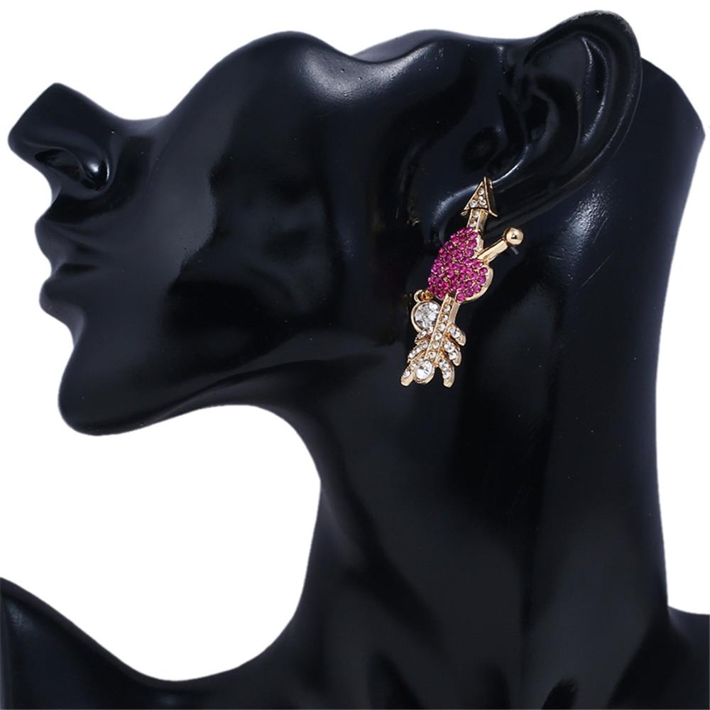 Women's Fashion Beautiful Stylish Jewelry Earrings Simple Exaggerated Heart Shaped Diamond Arrow Earrings Set - Gold