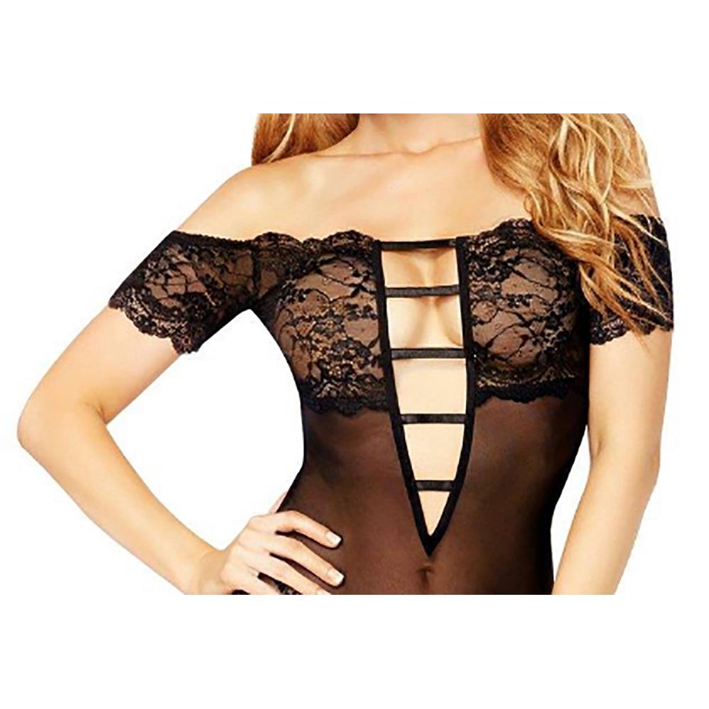Women Sexy Fashion Black Bud Silk Mesh Eye Sexy Underwear Size M-Black