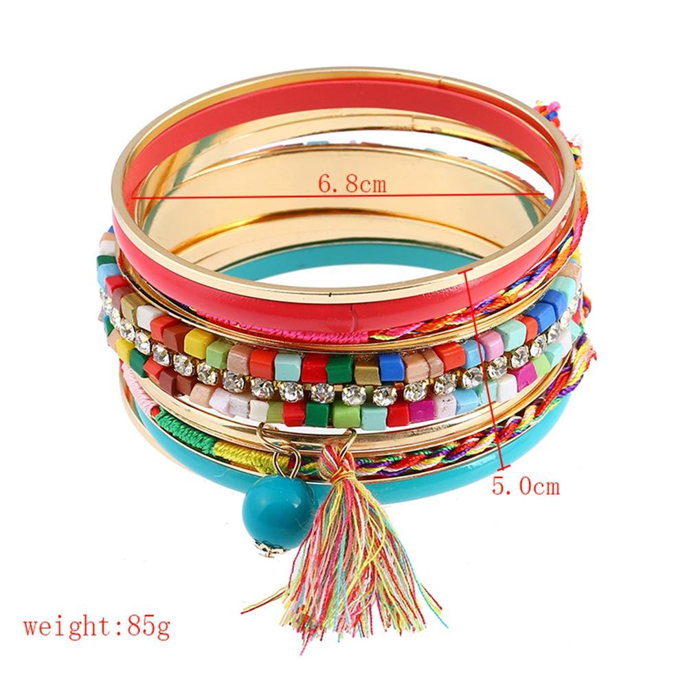 Women's Fashion Beautiful Stylish Jewelry Metal Acrylic-studded Tassel Bracelets - Multied Colour