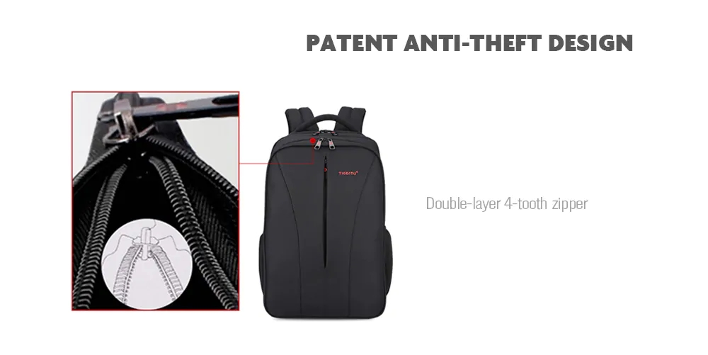 Tigernu B3220 25L Large Capacity Business Laptop Backpack Waterproof And Anti-theft With USB Charging Port For 15 Inch Laptop - Black