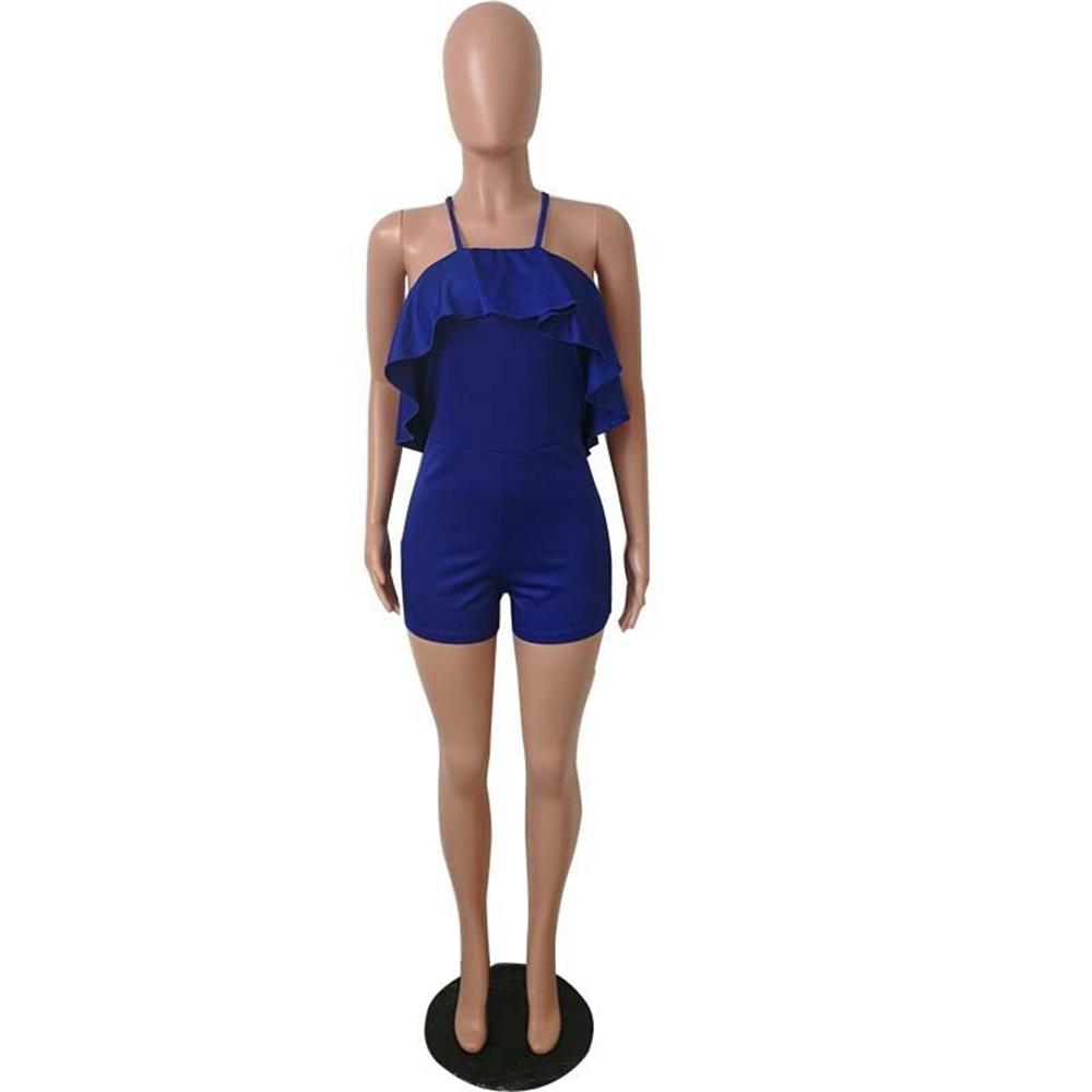 Women Tight Suspenders Strapless Dress Bodysuit for Evening Party Night Club Size XL-Blue