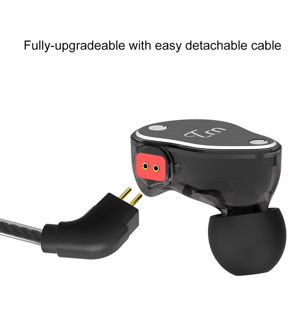 TRN V60 2DD+BA Hybrid In-ear Sports Earphone HIFI Triple Driver Monitor Headset with 2PIN Cable - Red