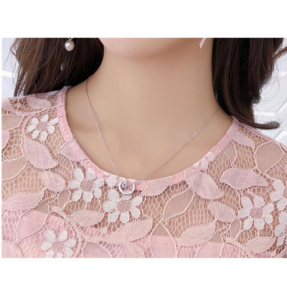 Women sexy Flare Sleeves Lace Sweet Bodycon Club Party Cocktail Dress Fishtail Skirt Size XL - Pink