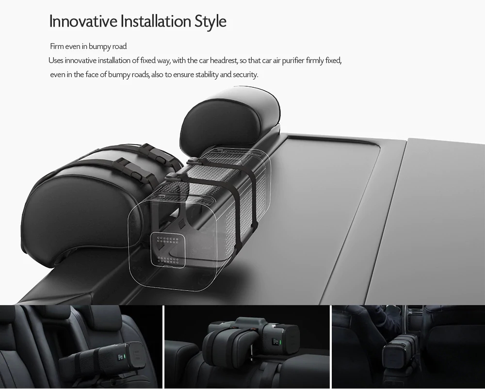 Xiaomi ROIDMI Car Air Purifier CADR Filter Silent Mode Bluetooth V4.1 OLED Display APP Intelligent Control - Black