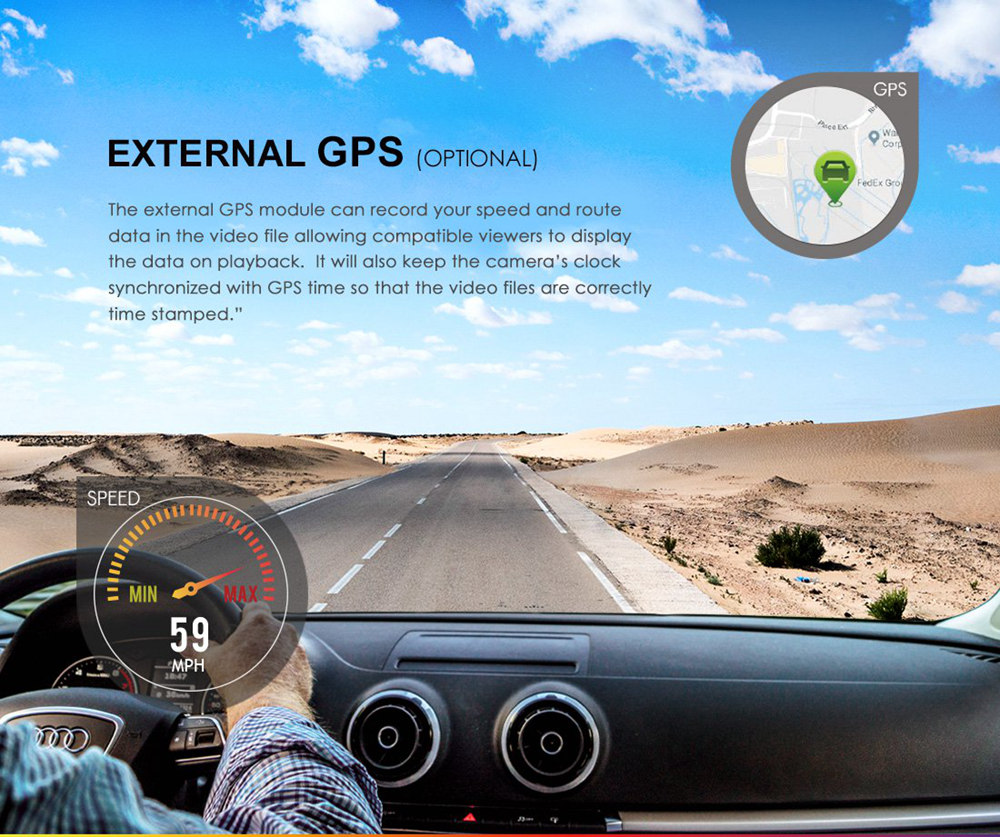 VIOFO A129 2.0 Inch HD LCD Display Dashcam Car DVR Dual Channel Dual Band Built-in WiFi 140 Degree Wide Angle Night Vision With GPS - Black